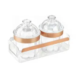 Trueware Kimora 2 Pieces 500ml Rose Gold Glass Finish Storage Container Set-picture-36