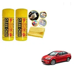 Kozdiko 2 Pcs Microfiber Yellow Dry &a; Wet Car Cleaning Cloth Set for Hyundai Fluidic Verna 4s-picture-30