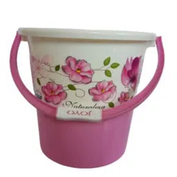 Joyo 3 Pcs 25L Plastic Pink Round Bucket, 1500ml Matching Mug &a; Small Bathroom Stool Set image 3