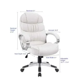 Oakcraft 125x59x59cm Leatherette White Revolving Executive Chair, H-OC-14 image 2
