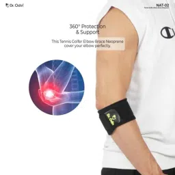 Dr Odin NAT-02 Neoprene Black Tennis Golfer Elbow Brace with Supportive Compression Sleeve image 2