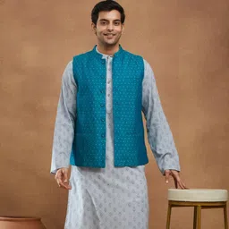 fabindia Woven Men Waistcoat-picture-20