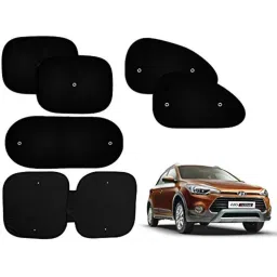 Auto Pearl 6 Pcs PVC &a; Mesh Black Window, Front &a; Rear Sun Shade Set for Hyundai i20 Active-picture-40