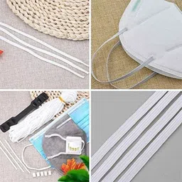 Ampereus 75m 4mm White Flat Elastic Cord Earloop for Face Mask image 2