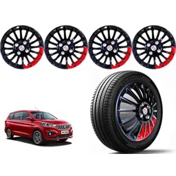 Auto Pearl 4 Pcs 15 inch ABS Black &a; Red Press Type Car Wheel Cover Set with Retention Ring for Maruti Suzuki Ertiga 2019-2022-picture-13