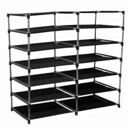 Philoshop 12 Shelves Metal Maroon Modular Shoe Rack with 100 GSM Non Woven Fabric image 2