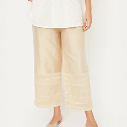 max Women Regular Fit Beige Viscose Rayon Trousers-picture-32