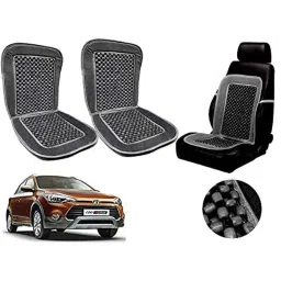 Auto Pearl PU, Velvet &a; Wooden Beads Grey Rectangular Seat Cushion for Hyundai i20 (Pack of 2 )-picture-26