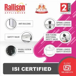 Rallison Deluxe 2 Litre Aluminium Pressure Cooker, RS043 (Pack of 2) image 5