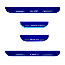 Car Accessories Hub 4 Pcs Acrylic Black Sill Scuff Plate Set with Blue LED for Mahindra Scorpio S10-image-98