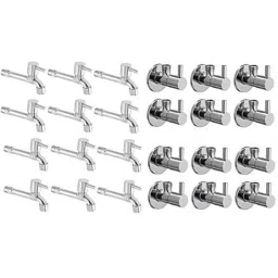 Torofy Turbo 24 Pcs Stainless Steel Chrome Finish Long Body Bib Cock &a; Angle Cock Set with Wall Flange-picture-33