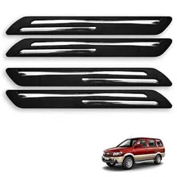 Kozdiko 4 Pcs Rubber Black Double Chrome Strips Car Bumper Protector Guard Set for Chevrolet Tavera-picture-29