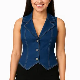 ina fashion Casual Sleeveless Solid Women Dark Blue Top-picture-24