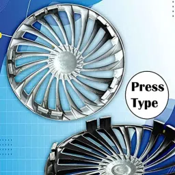 Auto Pearl 4 Pcs 14 inch Polypropylene Silver Press Type Car Wheel Cover Set with Retention Ring for Mahindra KUV 100 2016, 14inWC_Hunter_Sil_KUV1002016 image 5