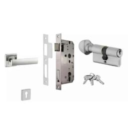 Dorset ML Series Eden 60mm Stainless Steel Silver Chrome Finish Door Handle Lock Set with Knob &a; Key (Pack of 4)-picture-44