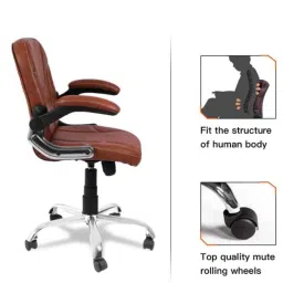 Oakcraft 101.92x45x44cm Leatherette Brown Revolving Office Chair, OC-09 image 4