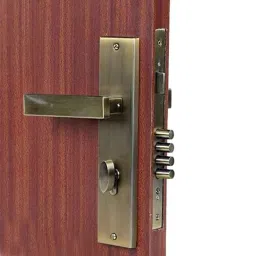 Saze 10 inch Stainless Steel Antique Brass Finish Cylindrical Plate One Side Key Mortise Door Lock Handle Set with 3 Keys, LB-1007 image 3