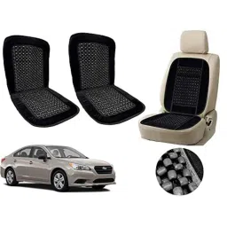 Auto Pearl PU, Velvet &a; Wooden Beads Black Rectangular Seat Cushion for Subaru Legacy (Pack of 2 )-picture-32