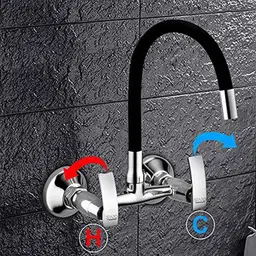 Spazio SmartBuy Brass Chrome Finish Sink Mixer with Flexible Spout &a; Leg Set image 3