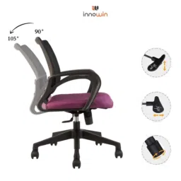 Innowin Pine Purple Mesh Low Back Ergonomic Chair image 5
