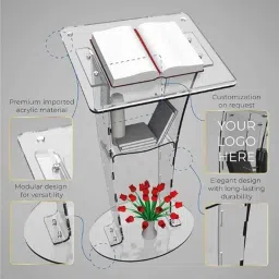 Classic Concepts 24x20 inch Clear Frosted Acrylic Podium Stand for Conference &a; Seminar, CCP055 image 3