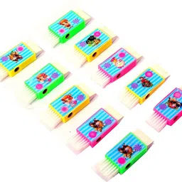 aagaj Quality Sharpener-Eraser-Brush, 3 In One, Pack Of 10 - Multi Color, Best Git Item, Stationery Item Non-Toxic Eraser-picture-42