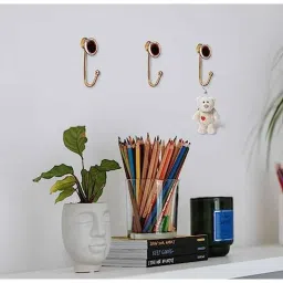 Screwtight 130mm Ceramic Brown &a; Gold Multipurpose Crackle Glaze Hook with Brass Effect, AZ-CHK001FR-BR-12 (Pack of 12) image 3