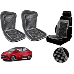 Auto Pearl PU, Velvet &a; Wooden Beads Grey Rectangular Seat Cushion for Hyundai Xcent (Pack of 2 )-picture-30