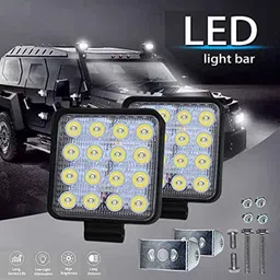 Kozdiko 2 Pcs 48W 16 LED White Bright Beam Square Fog Light Set for Nissan Terrano, koz_92712 image 4