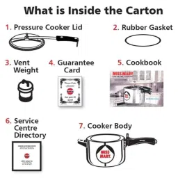 Hawkins Miss Mary 7 Litre Pressure Cooker, MM70 (Pack of 5) image 5