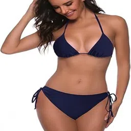 fast cry Crzygx Embroidered Women Bikini Blue Swimsuit image 1