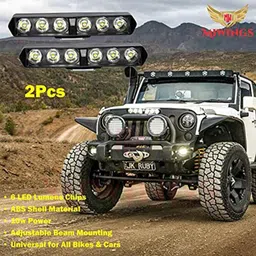 Miwings 6 Led Light Bar 36W 6500K Super Bright Spot Work Light With Flashing/Blinking Inbuilt Pods Single Row Off Road Driving Light Fog Light Waterproof Bike Suv Car Truck12V (Pack Of 4) image 3