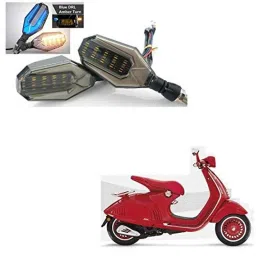 Kozdiko 4 Pcs Plastic Front &a; Rear U Shape Dual Color DRL LED BIke Indicator Set for Vespa Red 125-picture-45