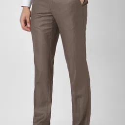 van heusen Men Slim Fit Brown Polyester Trousers image 4