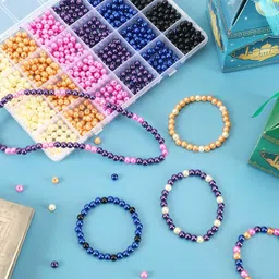 serplex 1200Pcs DIY Beading Craft Kit 6 Color Round Beads 6mm Resin Beads for Jewelry image 3