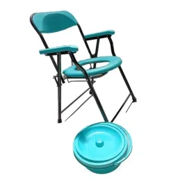 Medsor Impex 120kg Stainless Steel &a; ABS Green Folding Sturdy Commode Chair, MICC-PC-GREEN-OVAL image 2