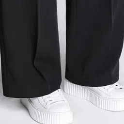 next one Women Loose Fit Black Lycra Blend Trousers image 4