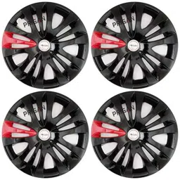Prigan 4 Pcs 12 inch Polypropylene Black &a; Red Wheel Cover Set for Tata Nano, Ertiga1-B-Red-12-Nano-picture-18