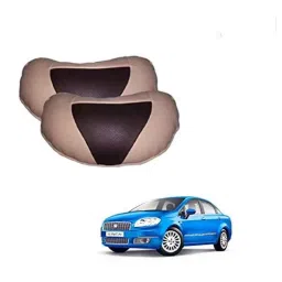 Kozdiko 2 Pcs Beige &a; Brown Car Neck Rest Cushion Pillow Set for Fiat Linea Classic-picture-38