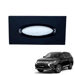 Kozdiko 100 Pulls PU Leather Grey Car Tissue Paper Box with 200 Sheets for Mitsubishi Outlander-picture-10