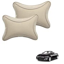 Kozdiko 2 Pcs Memory Foam &a; Polyester Beige Dots Car Neck Rest Pillow Set for BMW 4 Series, XNVJVHGJFH10-picture-42