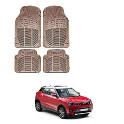 Kozdiko 4 Pcs Beige Car Simple Rubber Foot Mat Set for Mahindra XUV 300-picture-26