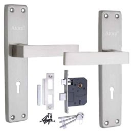 ATOM 8 inch Stainless Steel &a; Brass Silver Satin Finish Mortise Door Lock Set, MH-FORTUNE-KY-SS-picture-49