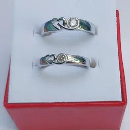 blueshine Adjustable Coupe Rings for lovers in Silver valentine gift & proposal ring Alloy Cubic Zirconia Silver Plated Ring Set-picture-18