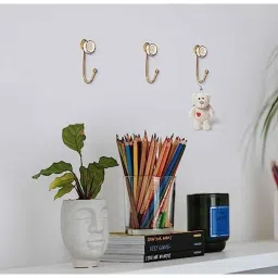 Screwtight 130mm Ceramic ‎Ivory &a; Gold ‎Glossy Finish Multipurpose Crackle Glaze Floral Hook, CHK001FL2 (Pack of 4) image 3