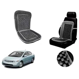 Auto Pearl PU, Velvet &a; Wooden Beads Grey Rectangular Seat Cushion for Honda Civic-picture-41
