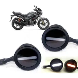 Auto Pearl 2 Pcs 12V Black Bike Front LED Indicator Light Set for Hero Hunk, F110-picture-31