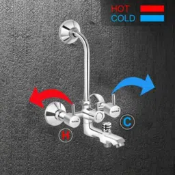 Gold Bell Brass Silver Wall Mounted Chrome Finish 3 in 1 Bathroom Wall Mixer Set, BR810_50 image 2