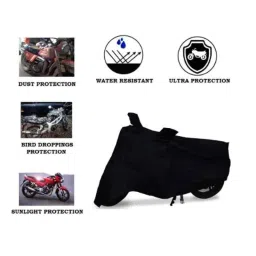 Riderscart Polyester Black Waterproof Two Wheeler Body Cover with Storage Bag for Bajaj Pulsar NS200 BS6 image 3