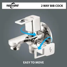 Neelkund Brass Silver Chrome Finish Square Cut 2-in-1 Bib Tap with Twin Elbow Valve image 4
